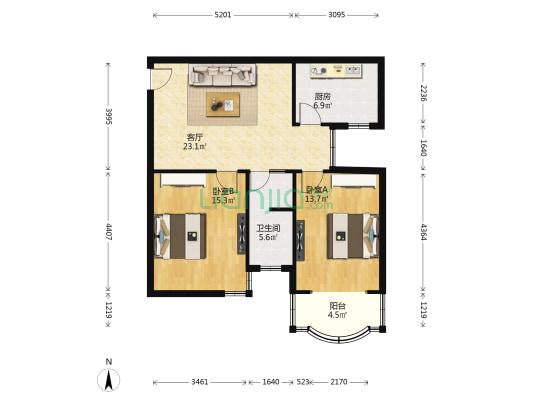 长城苑 2室1厅1卫 99平方