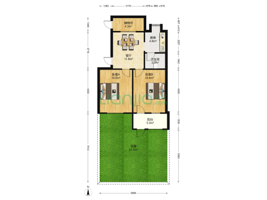 螺丝山路 2室1厅1卫 53平方