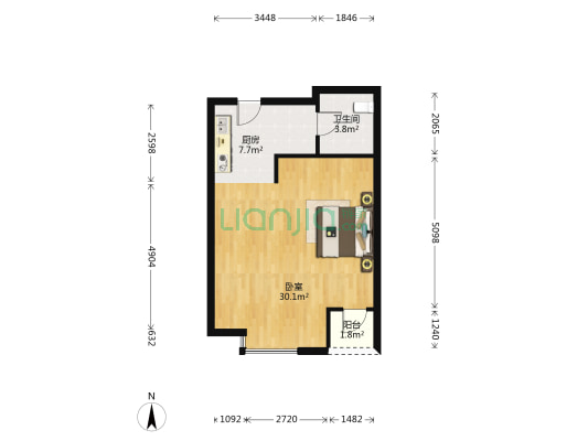 世纪新城东区 1室0厅1卫 60平方