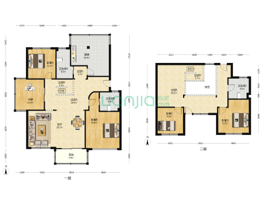 新世纪花园 5室1厅3卫 158平方