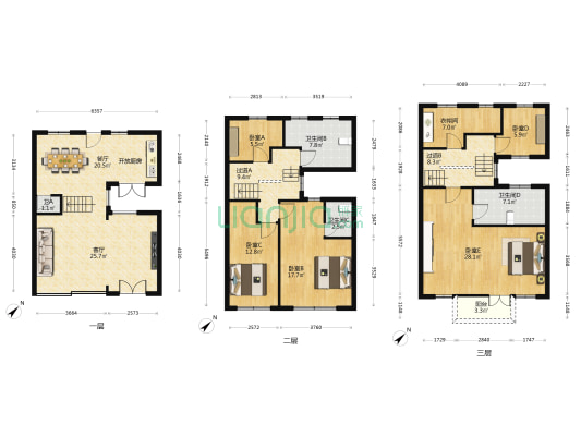 淮海别墅 5室2厅4卫 197平方