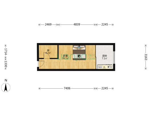 四季柏悦 1室0厅0卫 45平方
