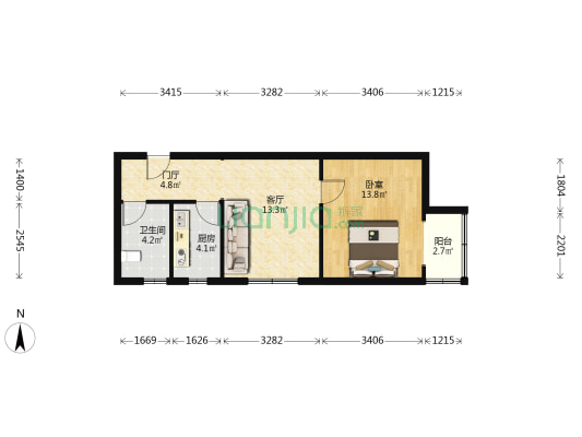 双塔街道 凯旋门电梯房 正规小两居居 毛坯房 房本满二-户型图