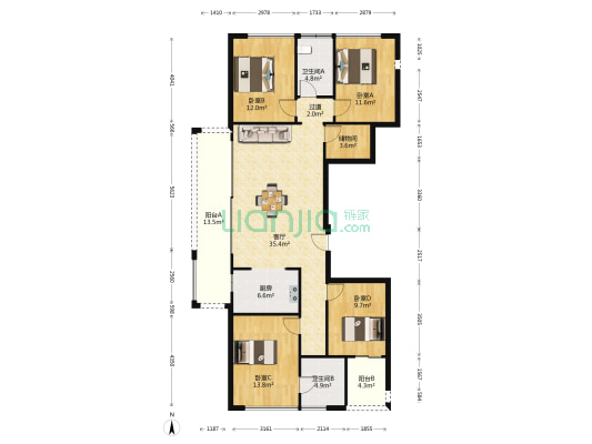 御境汀兰园 4室1厅2卫 149平方