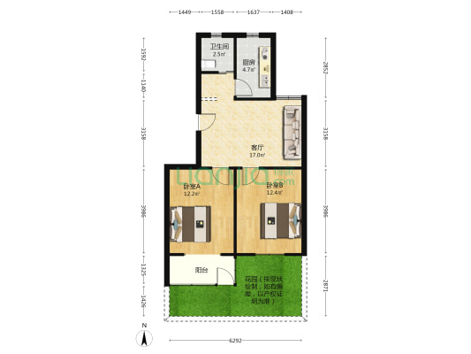 紫金花苑 2室1厅1卫 68平方
