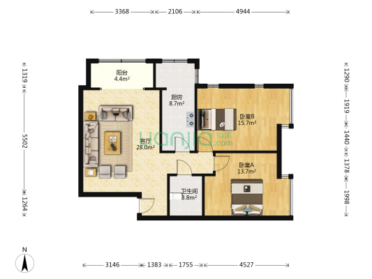 此房满五唯一，简装，楼层好，配套齐全，交通便利-户型图