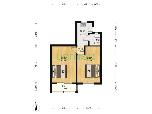 崂山六村 2室0厅1卫 52平方