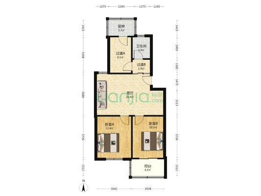 安徽省农业机械试验鉴定站宿舍 2室1厅1卫 72平方