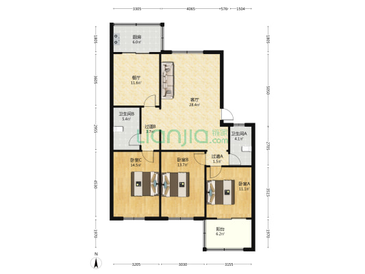 和平东小区(丛台) 3室2厅2卫 130平方