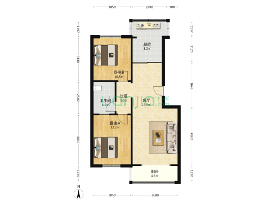 鑫佳花园 2室1厅1卫 84平方