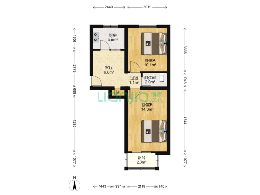 双峪路小区 2室1厅1卫 53平方