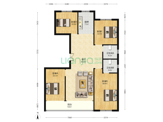 城投·和悦府 4室1厅2卫 159平方