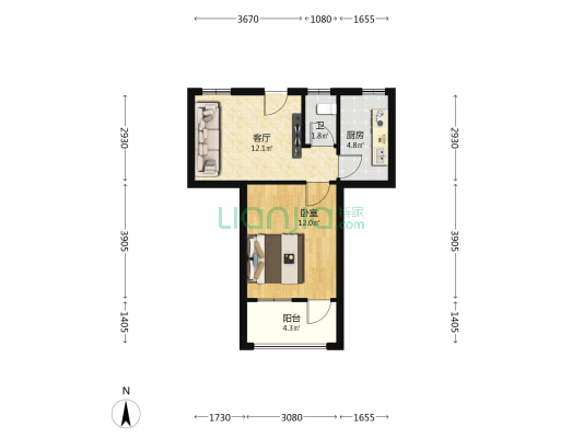 湘运新村 1室1厅1卫 44平方
