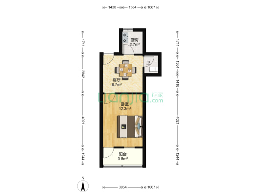 中枢小区 1室1厅1卫 36平方