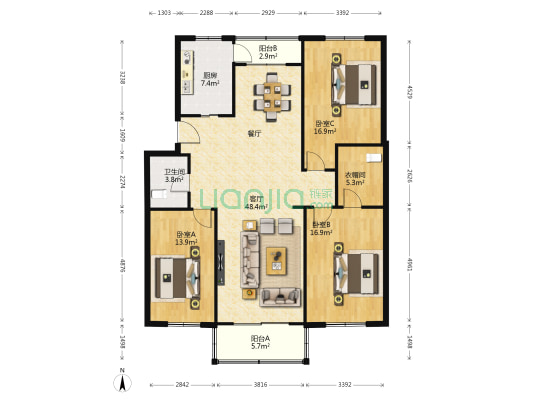 立城苑 3室1厅1卫 145平方