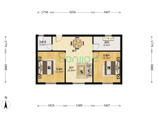 中山东路 2室1厅1卫 81平方