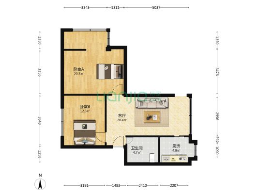 水利蜀汉苑 2室1厅1卫 70平方