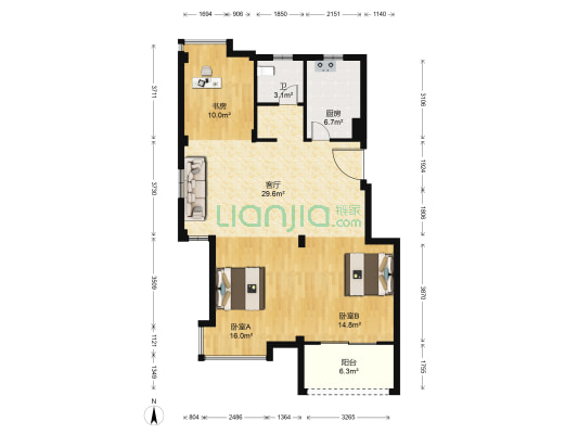 国庆花园二期 3室1厅1卫 103平方