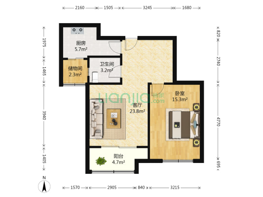 泉景天沅仁园 1室1厅1卫 71平方