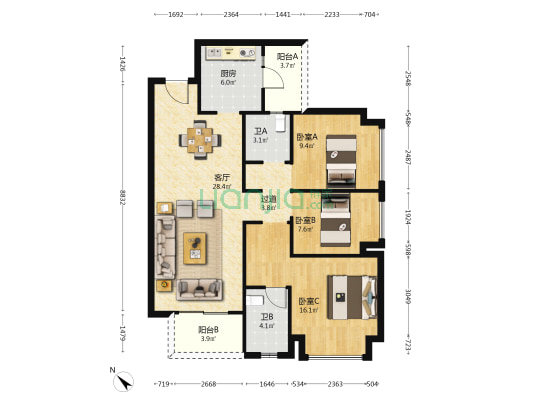 保利逸都和府 3室1厅2卫 109平方