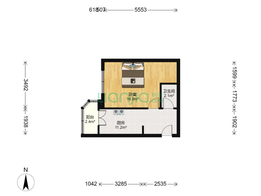 银河公寓 1室0厅1卫 48平方