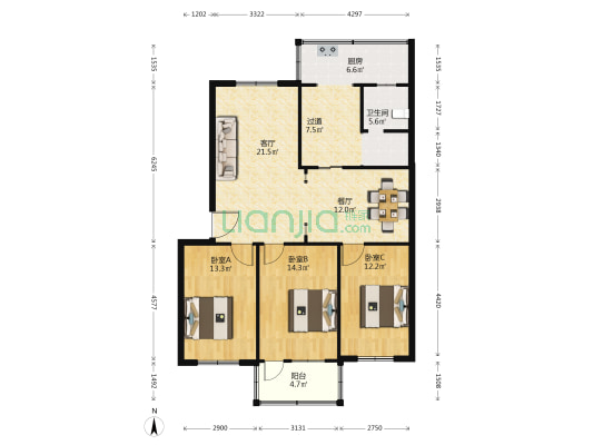 管城区邮政局家属院 3室2厅1卫 112平方