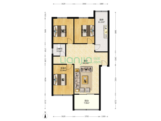 长炼小区 3室1厅1卫 104平方
