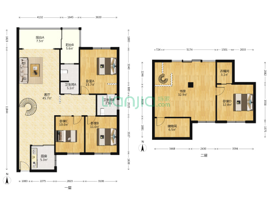 天鹿商住楼 5室1厅2卫 143平方