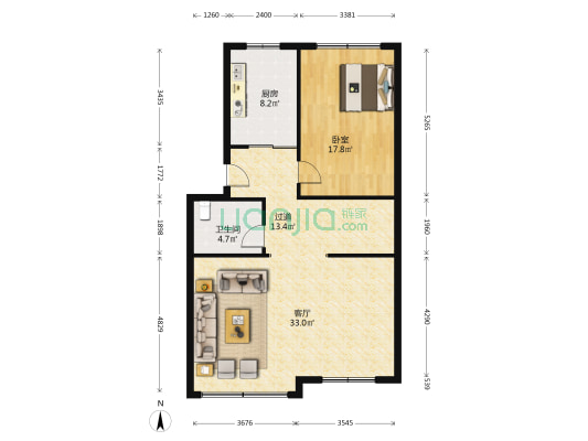 新秀花园 1室1厅1卫 189平方
