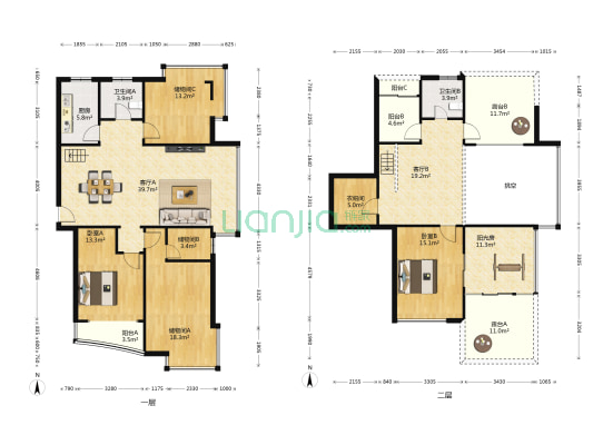 香榭花园北区 2室2厅2卫 186平方