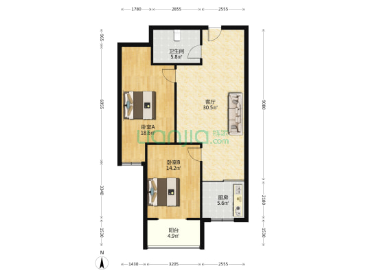 开发区高新朝路华泰豪庭大两居电梯洋房出售税费低-户型图