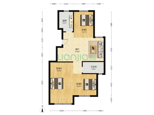 南雅居·桃源里 3室1厅1卫 108平方