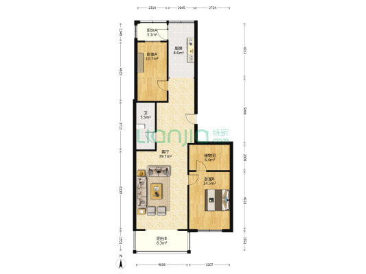 嘉和理工 2室1厅1卫 137平方