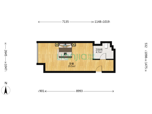 锦源国际 1室0厅1卫 53平方