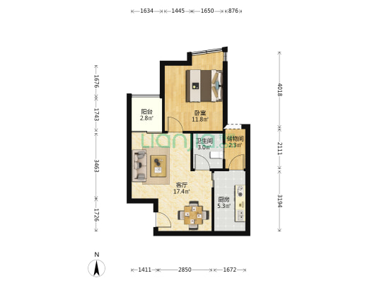 香榭名苑 1室1厅1卫 55平方