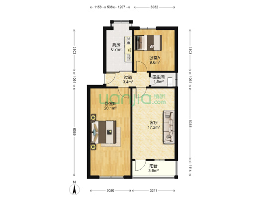 马沧湖路34到164号 2室1厅1卫 72平方