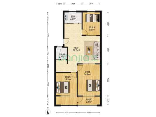 明化集团第二宿舍 3室1厅1卫 0平方