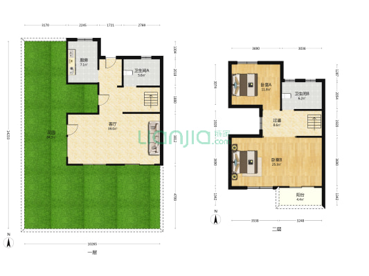 美好锦宸熙园 2室1厅2卫 166平方
