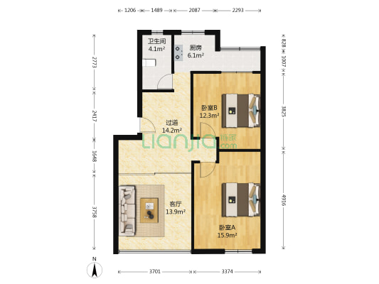 景新花园 2室1厅1卫 79平方
