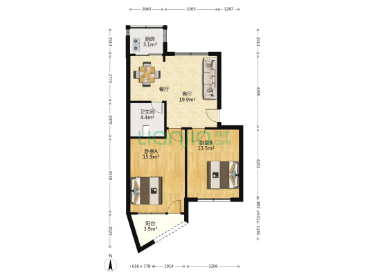 城建监察公寓 2室1厅1卫 67平方