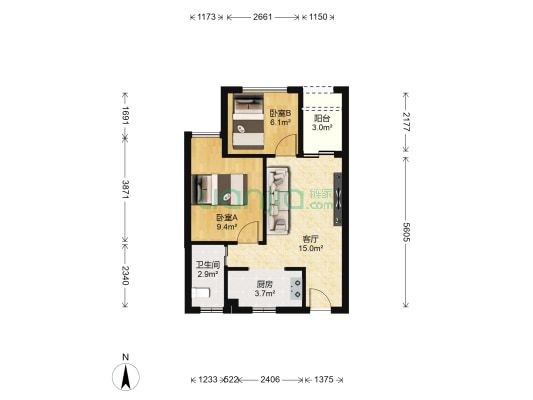 桂林长岛16区 2室1厅1卫 124平方