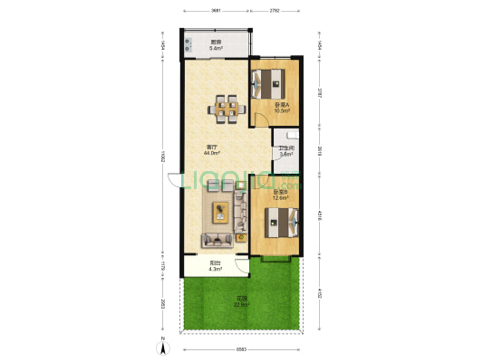 云华园 2室1厅1卫 102平方