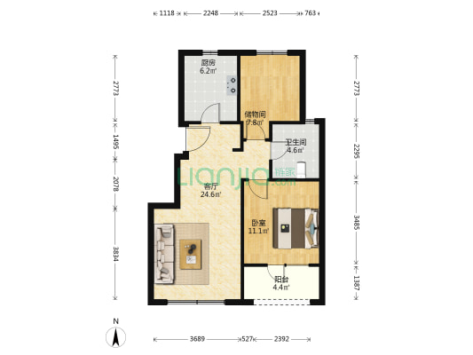 保利和府二期 1室1厅1卫 77平方