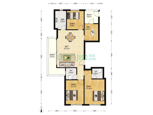 融创涌宁府 4室1厅2卫 126平方