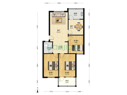 济泺路87-1号 3室2厅1卫 96平方