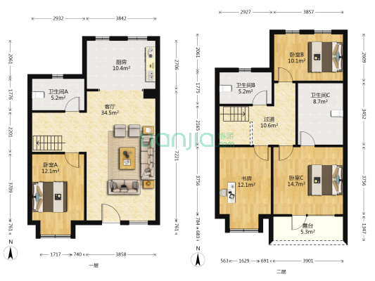 鲁昊棠琳湾一期 4室1厅3卫 143平方