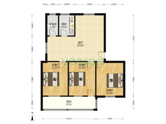 学院路291号 3室1厅1卫 99平方