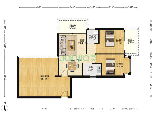 山悦翠亭 3室1厅1卫 69平方