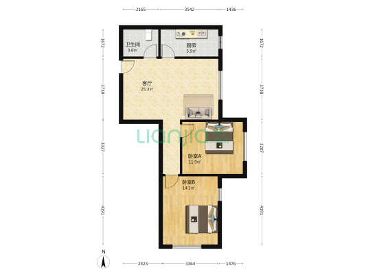 沈铁火车头佳园 2室1厅1卫 82平方