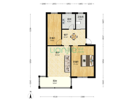 东岳巷周转楼 2室2厅1卫 72平方
